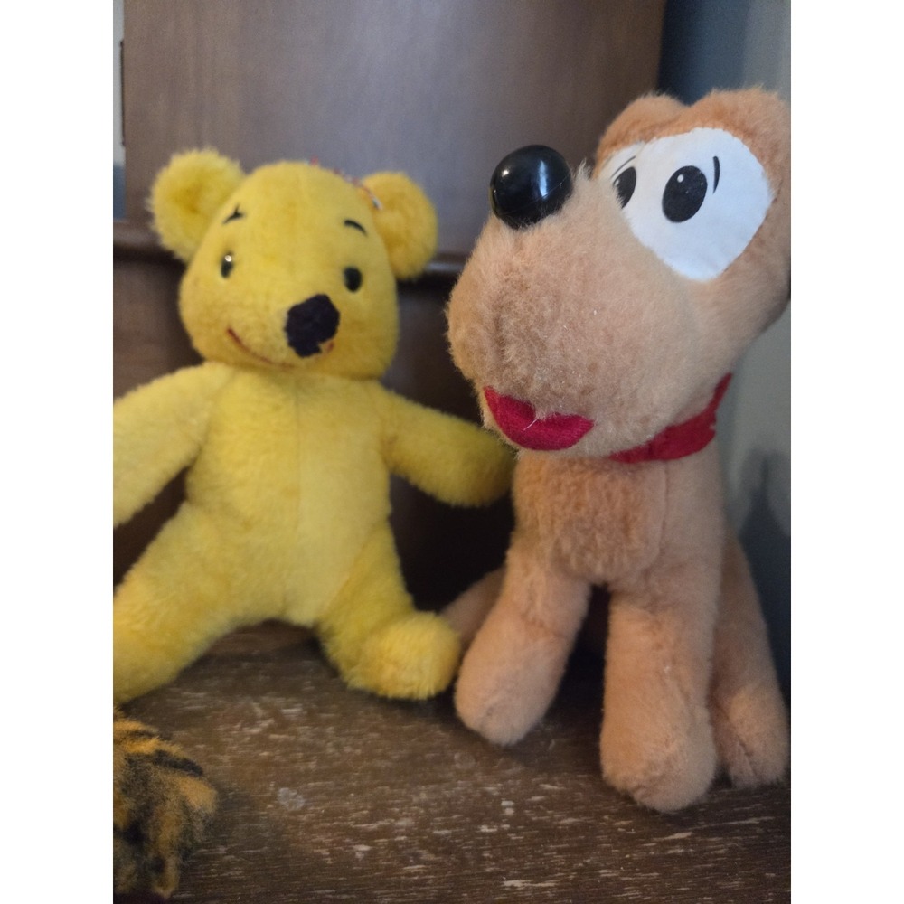 Disney Vintage Gund Winnie the Pooh Tigger Pluto Plush Lot 8in Yellow Brown 60s